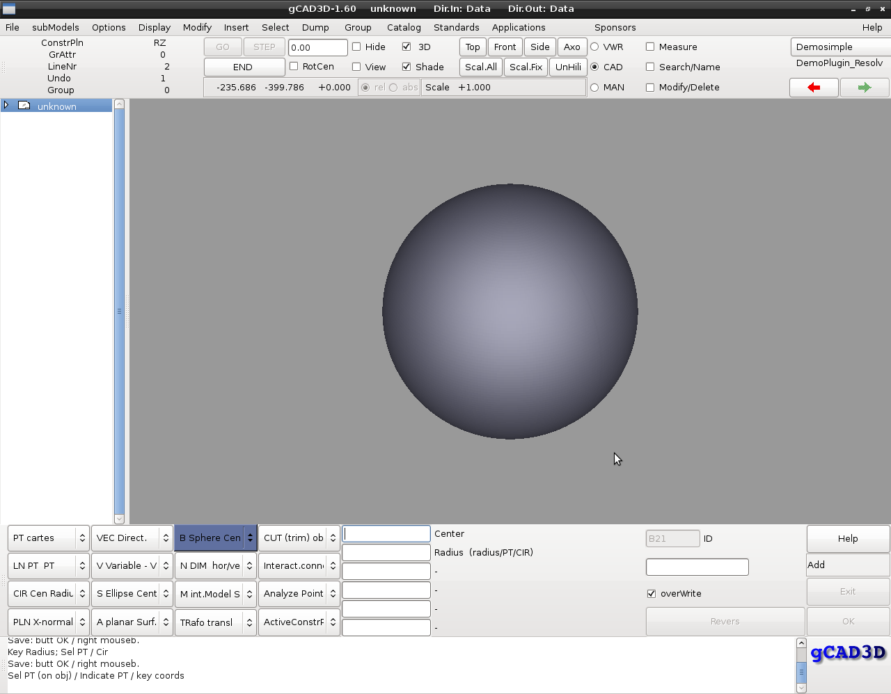 gCAD3Dサンプル1